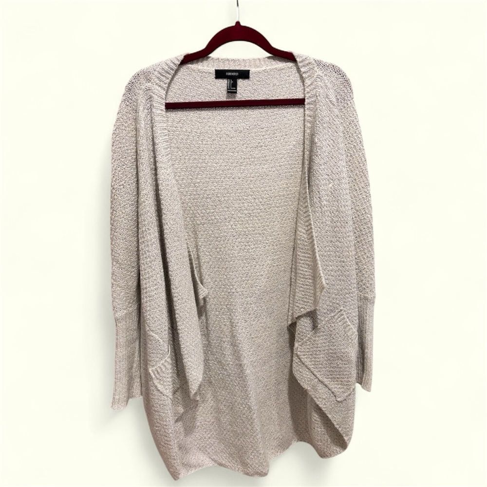 Women's light  grey Open-Front Sweater